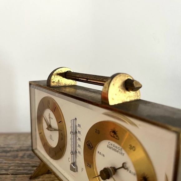VTG Swiza brass alarm clock and barometer - Picture 7 of 8